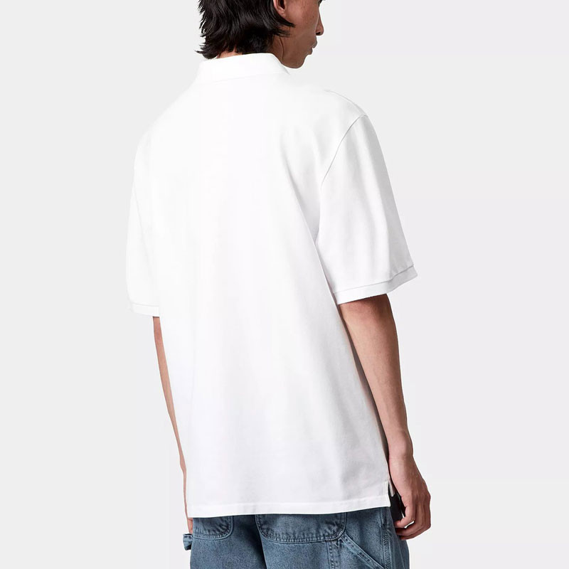 Polo Carhartt WIP: SS Carhartt Script Polo (White Black)