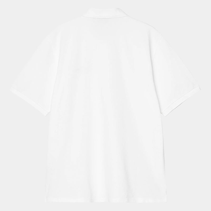 Polo Carhartt WIP: SS Carhartt Script Polo (White Black)