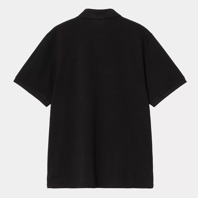 Polo Carhartt WIP: SS Carhartt Script Polo (Black White)