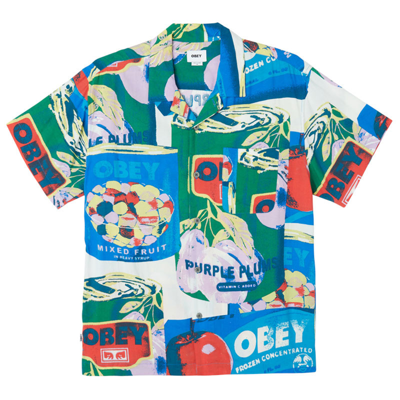 Camisa Obey: Fruit Cans Woven (Lily White Multi)