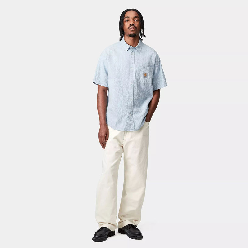 Camisa Carhartt WIP: SS Toland Shirt (Toland Stripe Blue Fog)