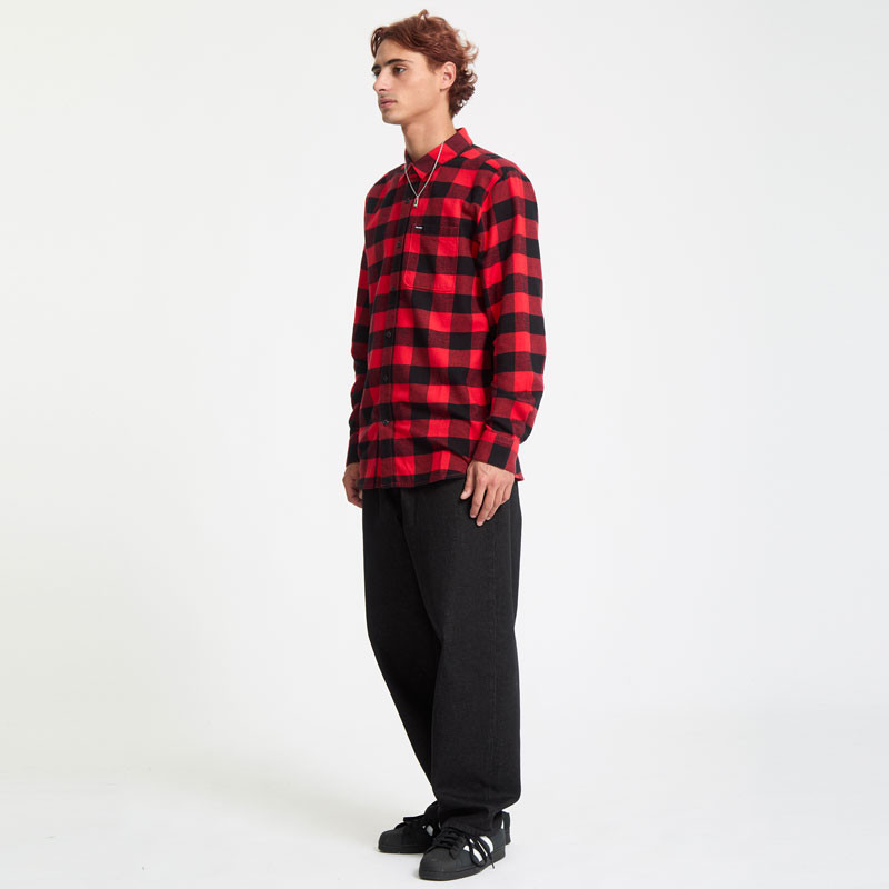 Camisa Volcom: Caden Plaid LS (Lifeguard Red)