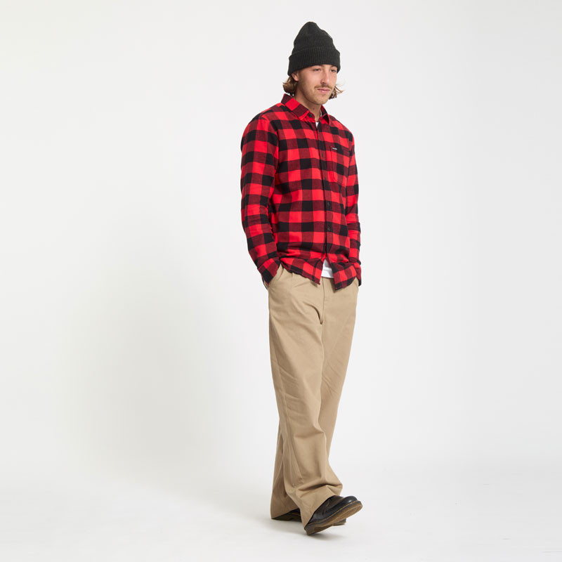 Camisa Volcom: Caden Plaid LS (Lifeguard Red)