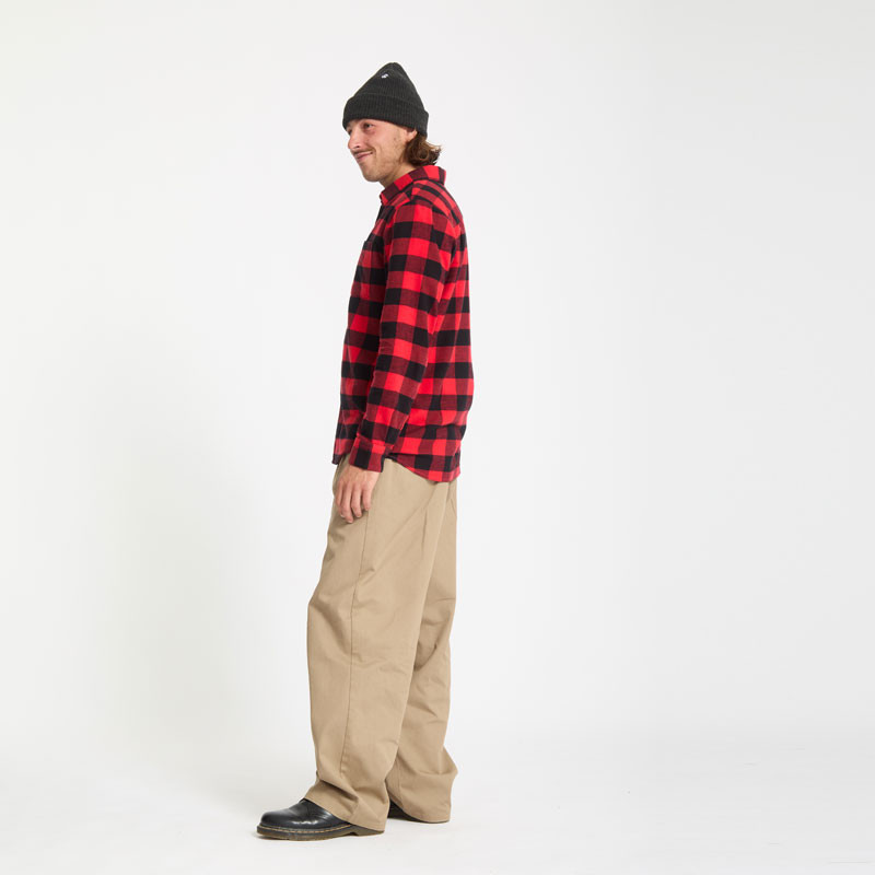 Camisa Volcom: Caden Plaid LS (Lifeguard Red)