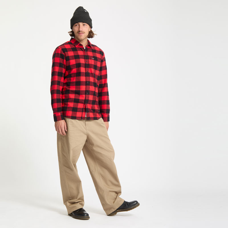 Camisa Volcom: Caden Plaid LS (Lifeguard Red)