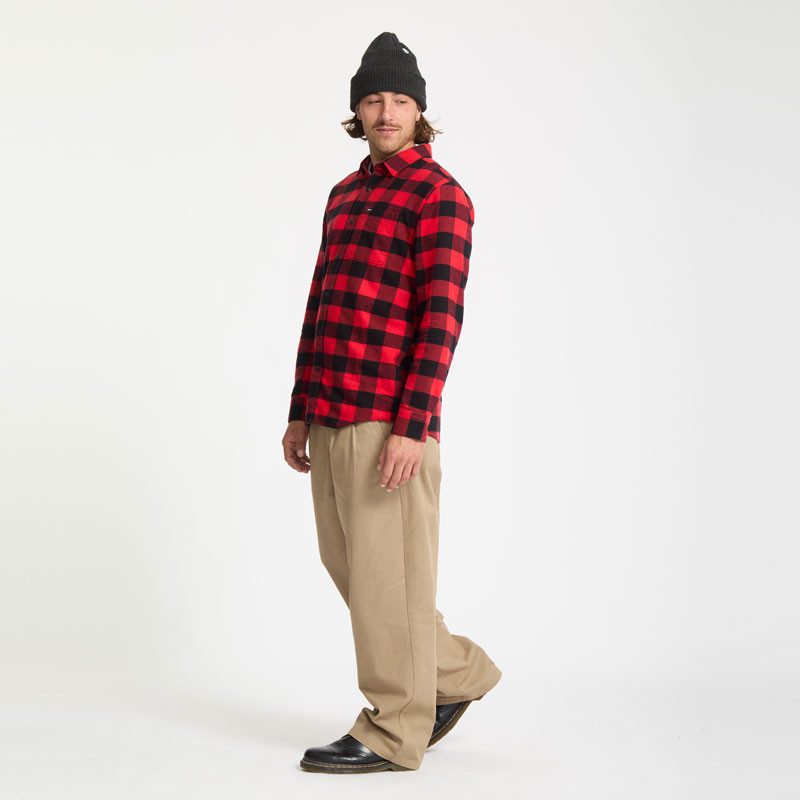 Camisa Volcom: Caden Plaid LS (Lifeguard Red)