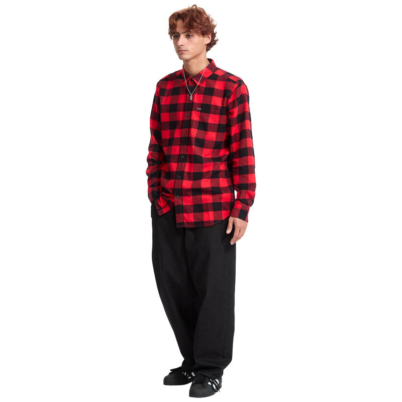 Camisa Volcom: Caden Plaid LS (Lifeguard Red)