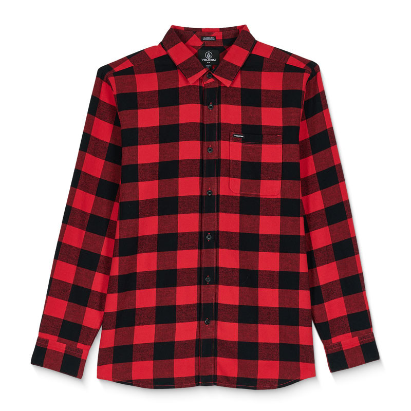Camisa Volcom: Caden Plaid LS (Lifeguard Red)
