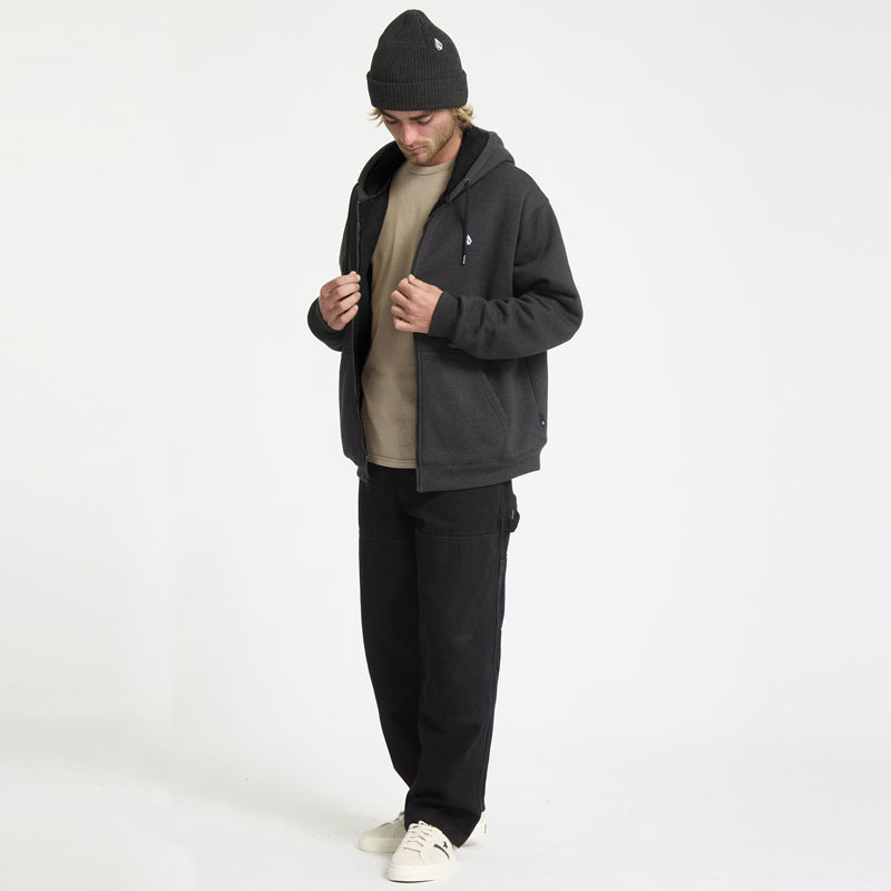 Sudadera Volcom: Single Stone Lined Zip (Heather Black)