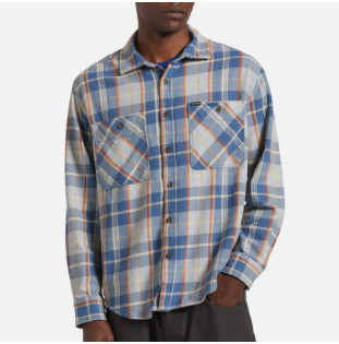 Camisa Brixton: Vintage Wash Flannel (Blu Soft Blu Orange)