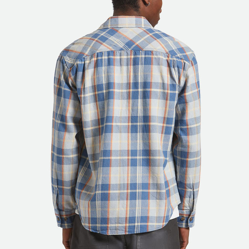 Camisa Brixton: Vintage Wash Flannel (Blu Soft Blu Orange)