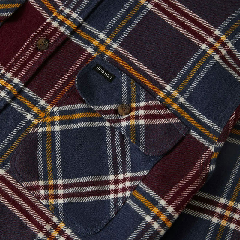 Camisa Brixton: Bowery Flannel (Mood Indigo Port Saffron)
