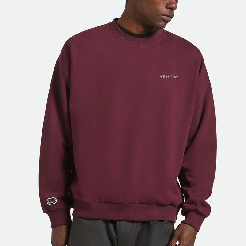 Sudadera Brixton: Embroidered Heavy Weight Crew (Port)