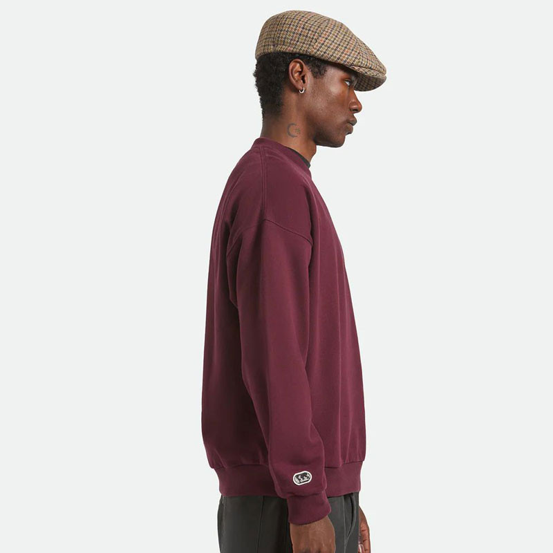 Sudadera Brixton: Embroidered Heavy Weight Crew (Port)