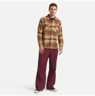 Camisa Brixton: Bowery Flannel (Sand Pinecon Solar Orange)