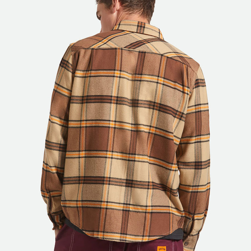 Camisa Brixton: Bowery Flannel (Sand Pinecon Solar Orange)