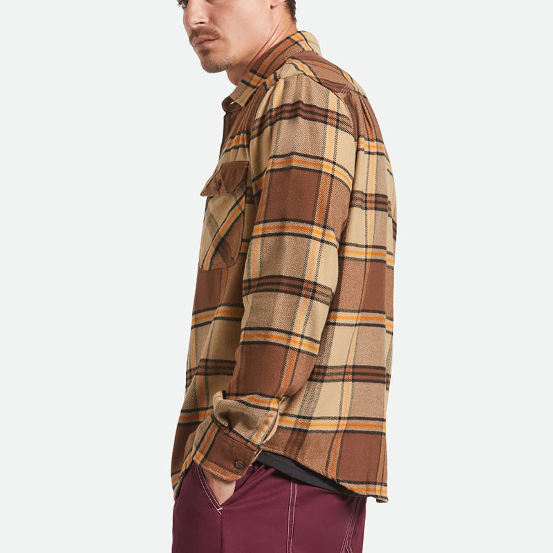 Camisa Brixton: Bowery Flannel (Sand Pinecon Solar Orange)