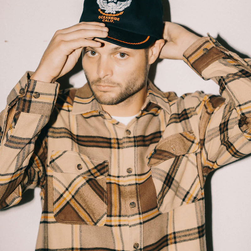 Camisa Brixton: Bowery Flannel (Sand Pinecon Solar Orange)