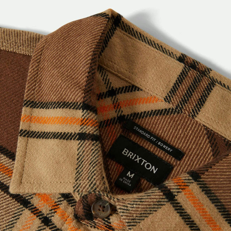 Camisa Brixton: Bowery Flannel (Sand Pinecon Solar Orange)
