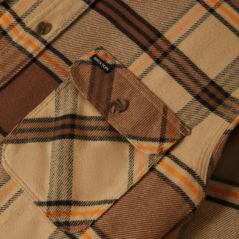 Camisa Brixton: Bowery Flannel (Sand Pinecon Solar Orange)