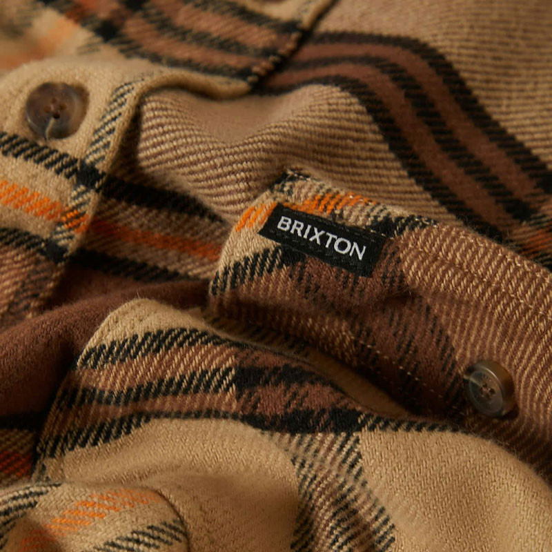 Camisa Brixton: Bowery Flannel (Sand Pinecon Solar Orange)