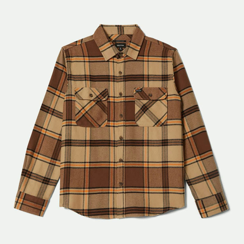 Camisa Brixton: Bowery Flannel (Sand Pinecon Solar Orange)