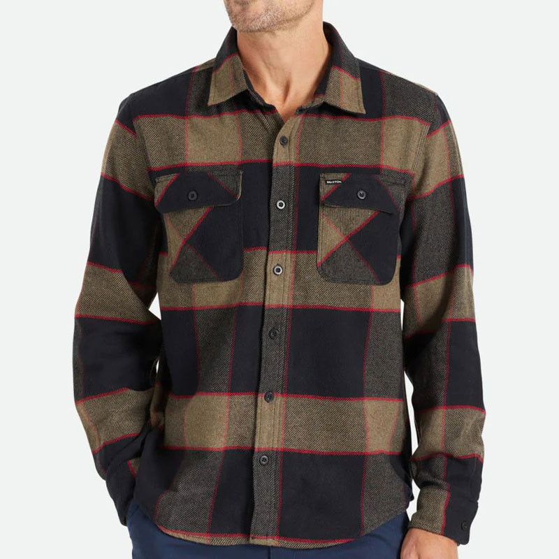 Camisa Brixton: Bowery Flannel (Heather Grey Charcoal)