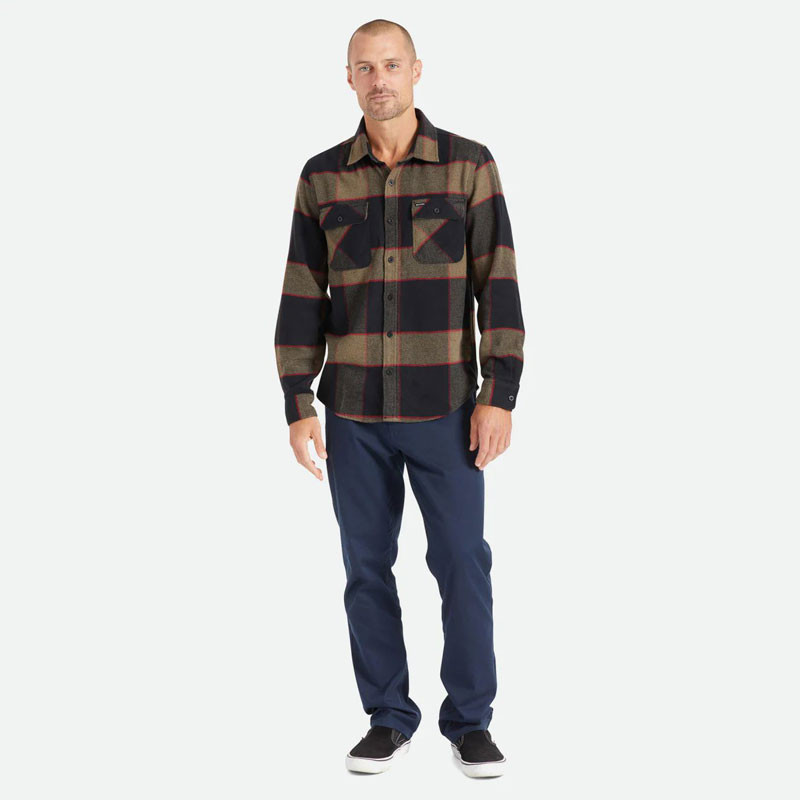 Camisa Brixton: Bowery Flannel (Heather Grey Charcoal)