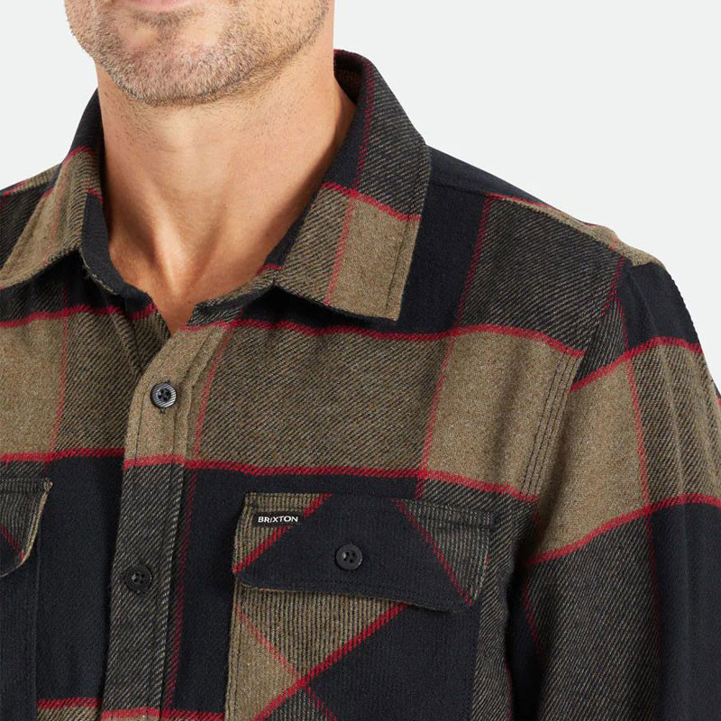 Camisa Brixton: Bowery Flannel (Heather Grey Charcoal)