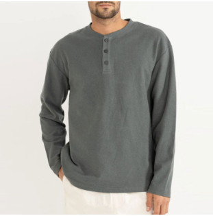Camiseta Rhythm: Vintage Terry LS Henley (Silver Pine)