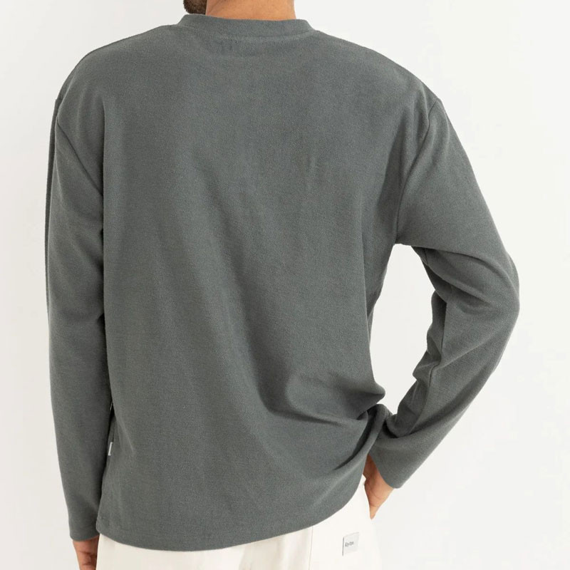 Camiseta Rhythm: Vintage Terry LS Henley (Silver Pine)