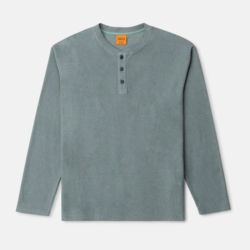 Camiseta Rhythm: Vintage Terry LS Henley (Silver Pine)