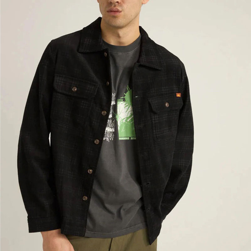 Chaqueta Rhythm: Cord Check Overshirt (Black)