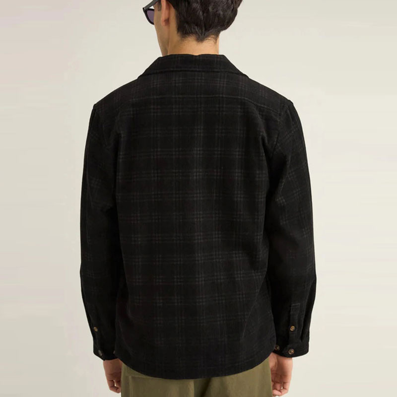 Chaqueta Rhythm: Cord Check Overshirt (Black)
