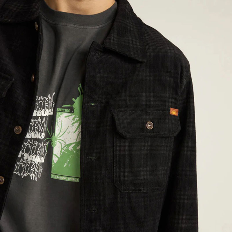 Chaqueta Rhythm: Cord Check Overshirt (Black)