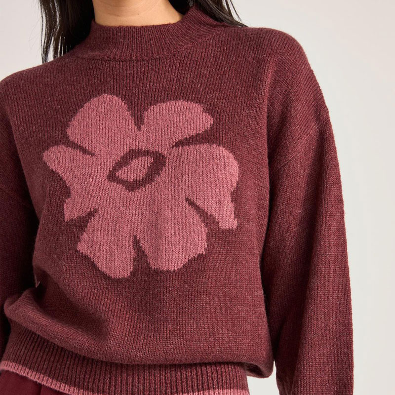 Jersey Rhythm: Juliet Floral Jumper (Burgundy)