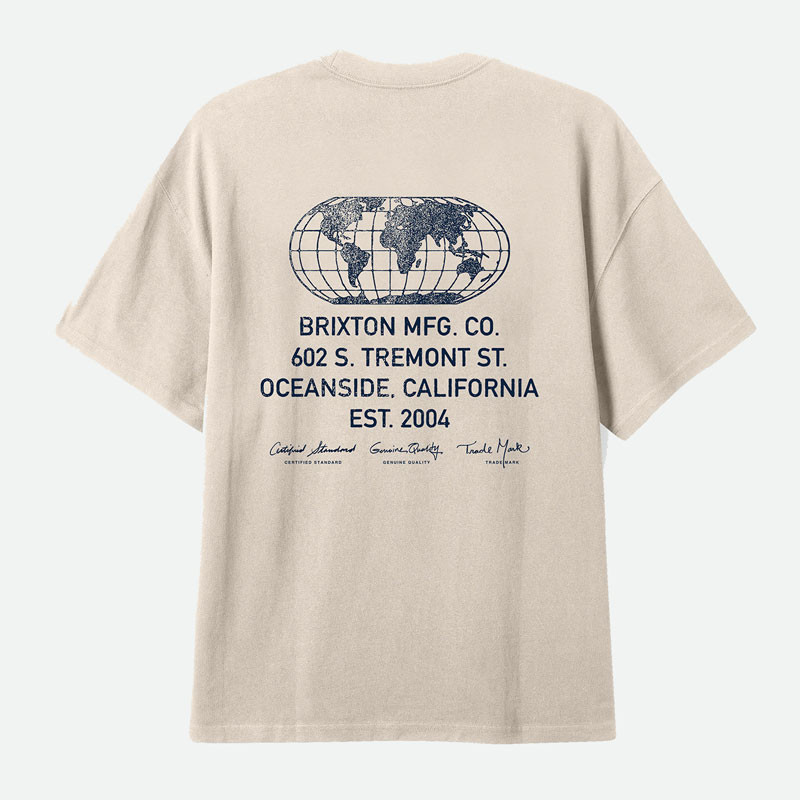 Camiseta Brixton: Globe Hw Relaxed Tee (Cream Classic Wash)