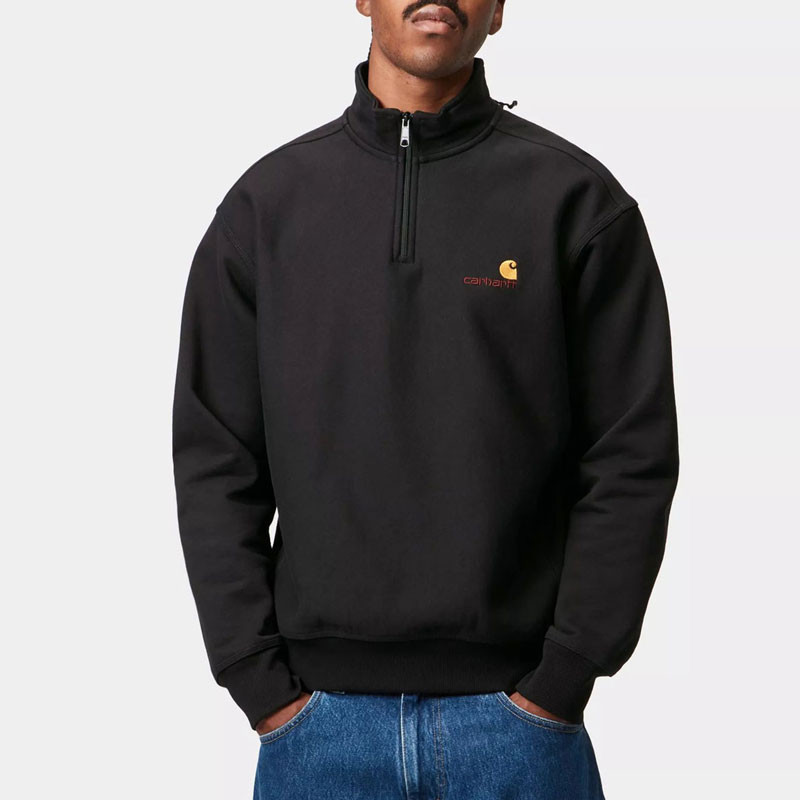 Sudadera Carhartt WIP: Half Zip American Script Sweat (Black)