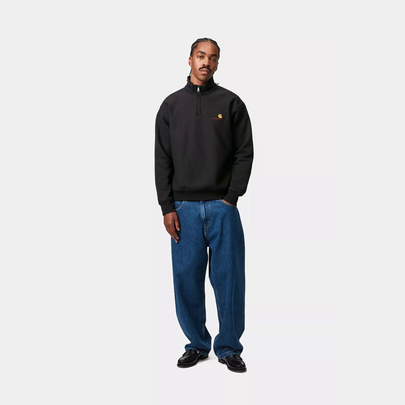 Sudadera Carhartt WIP: Half Zip American Script Sweat (Black)