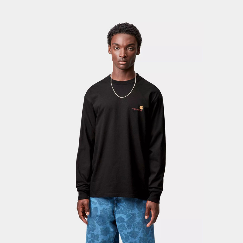 Camiseta Carhartt WIP: LS American Script T Shirt (Black)