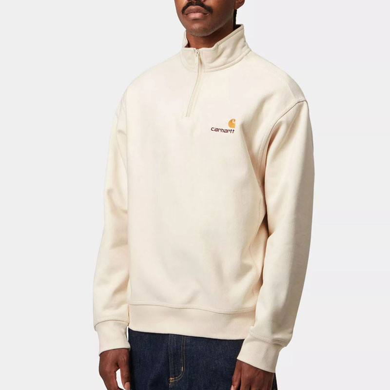 Sudadera Carhartt WIP: Half Zip American Script Sweat (Natural)