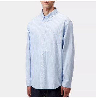 Camisa Carhartt WIP: LS Cassel Shirt (Cassel Strp Bleach White)