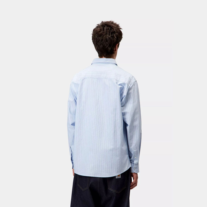 Camisa Carhartt WIP: LS Cassel Shirt (Cassel Strp Bleach White)