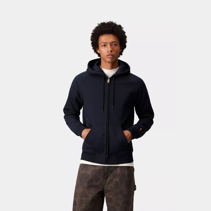 Sudadera Carhartt WIP: Hooded Chase Jacket (Dark Navy Gold)