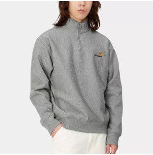 Sudadera Carhartt WIP: Half Zip American Script Sweat (Grey Hea)