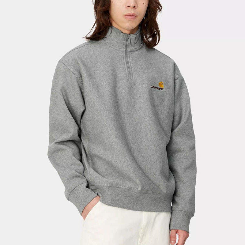 Sudadera Carhartt WIP: Half Zip American Script Sweat (Grey Hea)