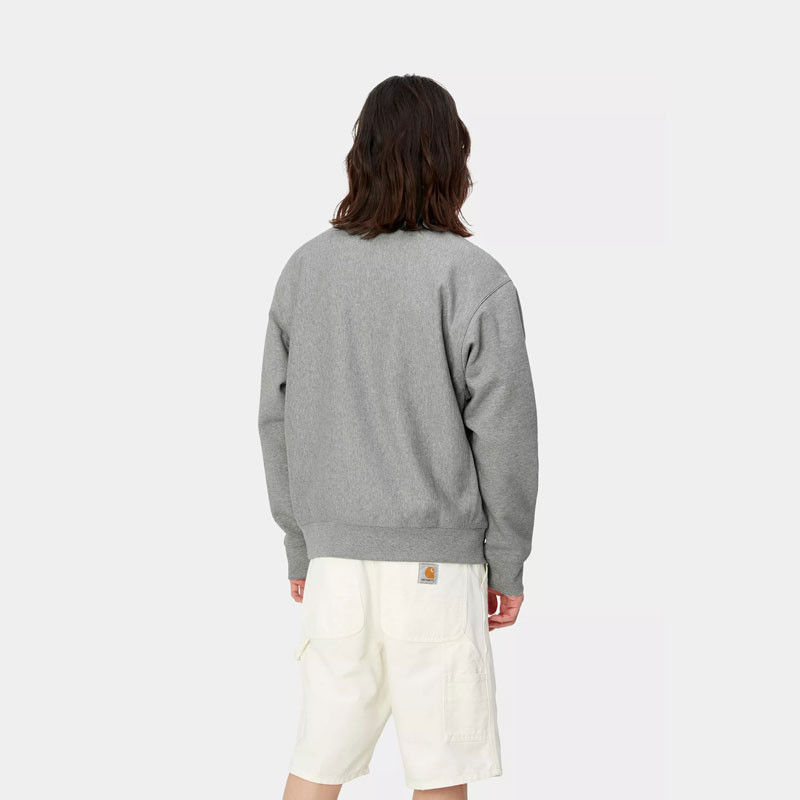 Sudadera Carhartt WIP: Half Zip American Script Sweat (Grey Hea)