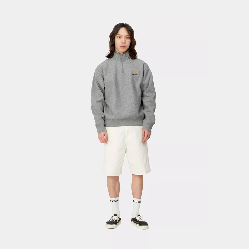 Sudadera Carhartt WIP: Half Zip American Script Sweat (Grey Hea)