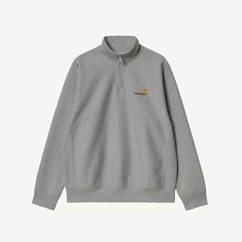 Sudadera Carhartt WIP: Half Zip American Script Sweat (Grey Hea)