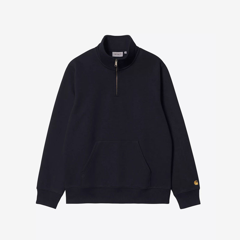 Sudadera Carhartt WIP: Chase Neck Zip Sweat (Dark Navy Gold)
